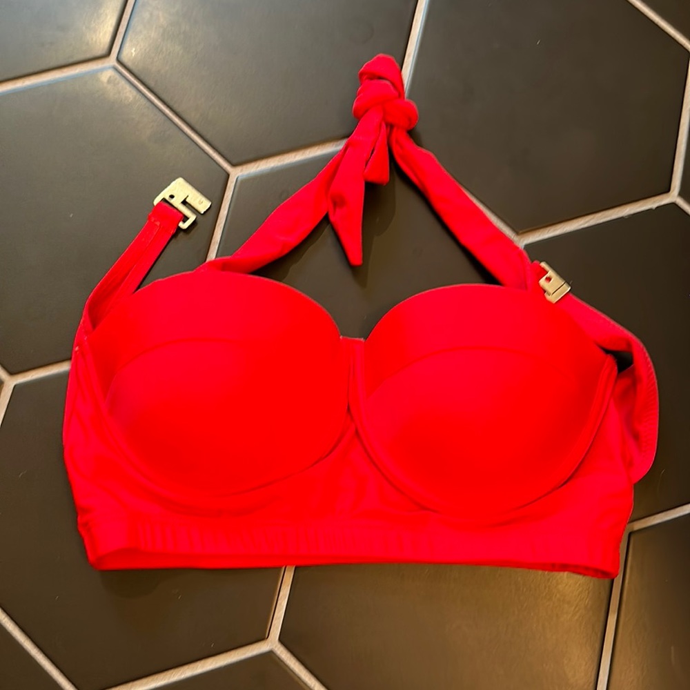 NWT Amazon red bikini halter bra cup top